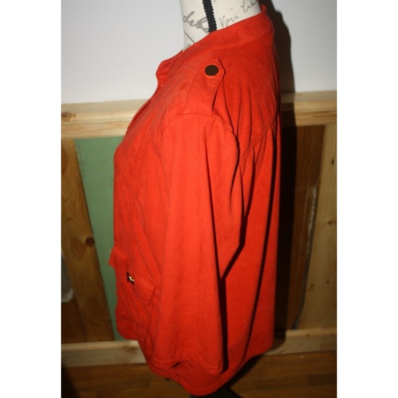 Onque Casual Red Velour Jacket Sz XL LS Shoulder Bands Snaps Pockets Dressy GUC - Picture 7 of 9